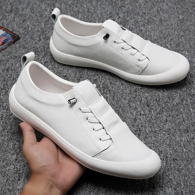 Men's Low Top Sneakers Gold Zipper Casual Shoes Cream | Martin Valen