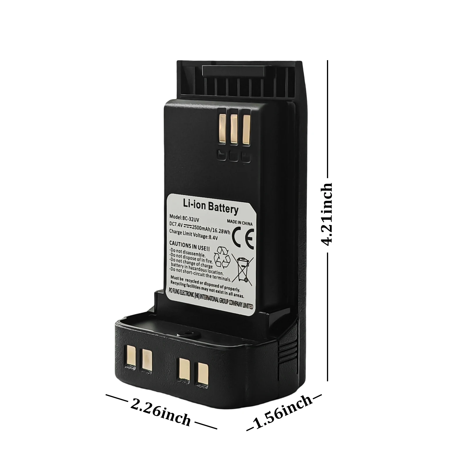 Baofeng DM-32 Battery 7.4V UV-32 Walkie Talkie Li-ion Rechargeable Battery 2500mAh BC-32UV Type-C Charge Two Way Radio Accessory 4