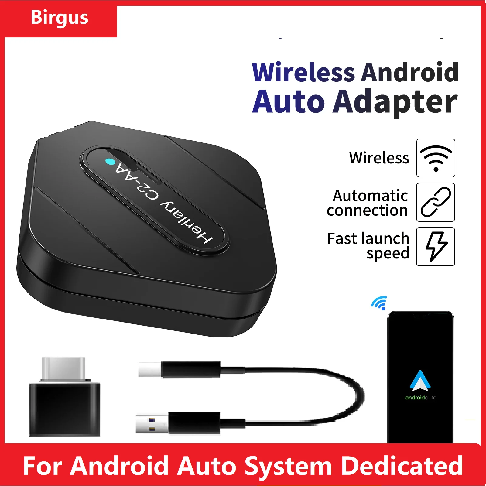 Birgus C2 Wireless Android Adapter Car Encryptor For Android Car AI Box