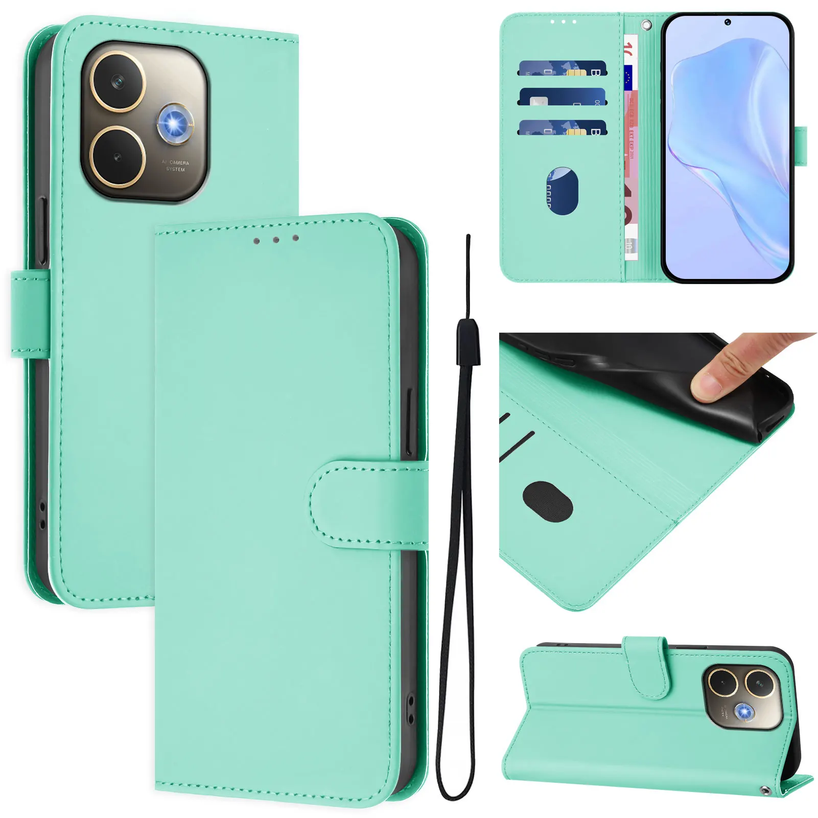 Luxurious Leather Phone Case with Card Holder and Flip Wallet Design