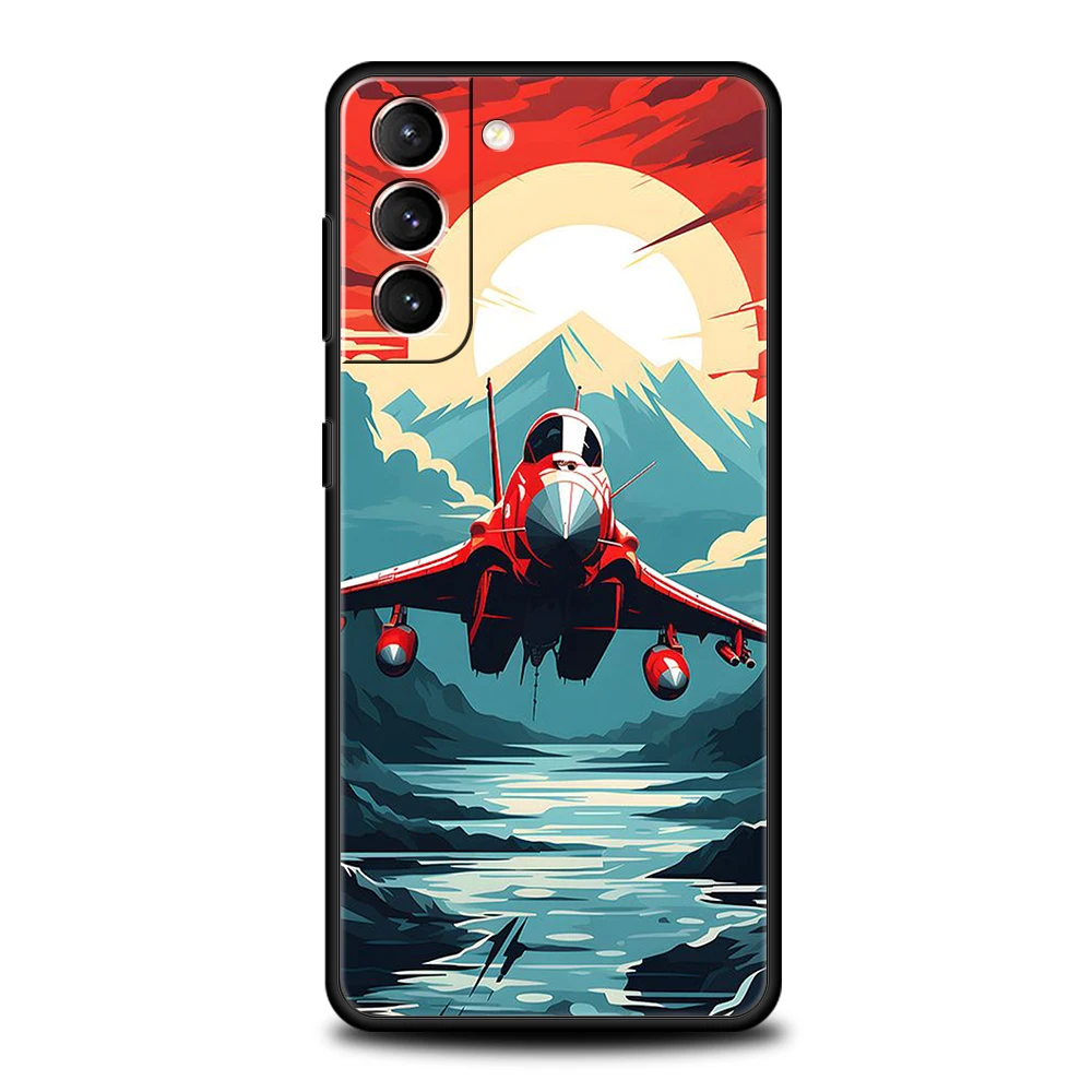 Sky Jet Fighter Handy hülle für Samsung Galaxy S24 S23 S22 S20 S21 Fe Ultra S10 S10E S9 S8 plus 5g Silikon hülle Fundas Capa Tasche – Detail 2