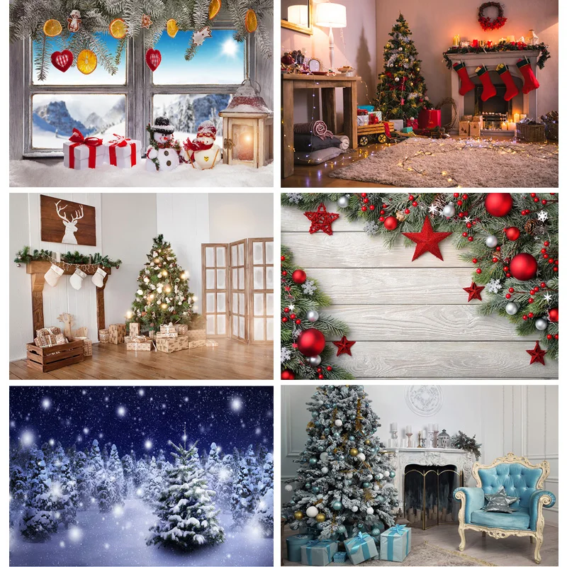 

SHUOZHIKE Christmas Theme Photography Background Snowman Christmas tree Backdrops For Photo Studio Props ZLSY-64