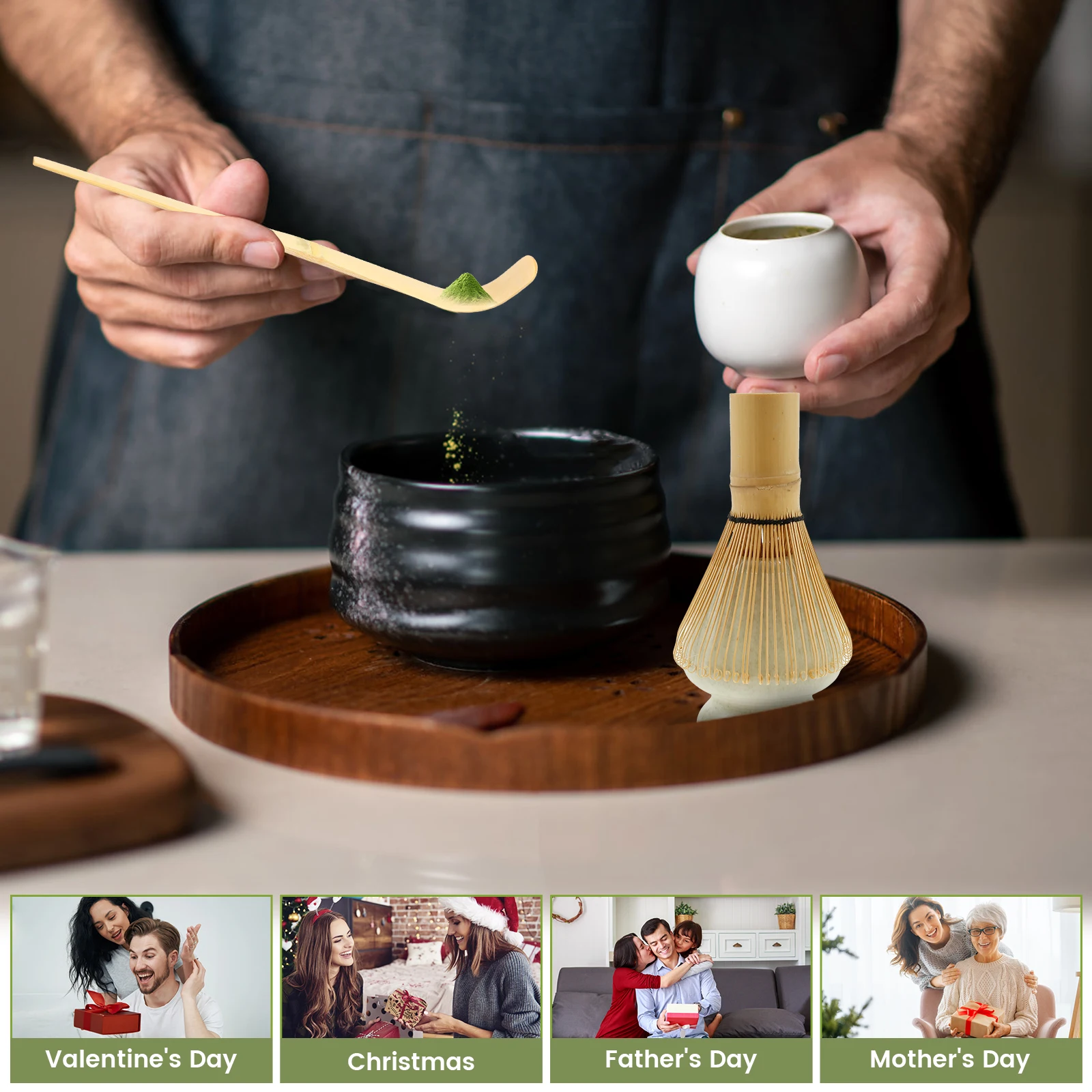 Matcha Tea Set Accessories Japanese Style Matcha Whisk Set Scoop Sifter Tool for Beverage Shop Tea Make Tool No Bowl 6Pcs