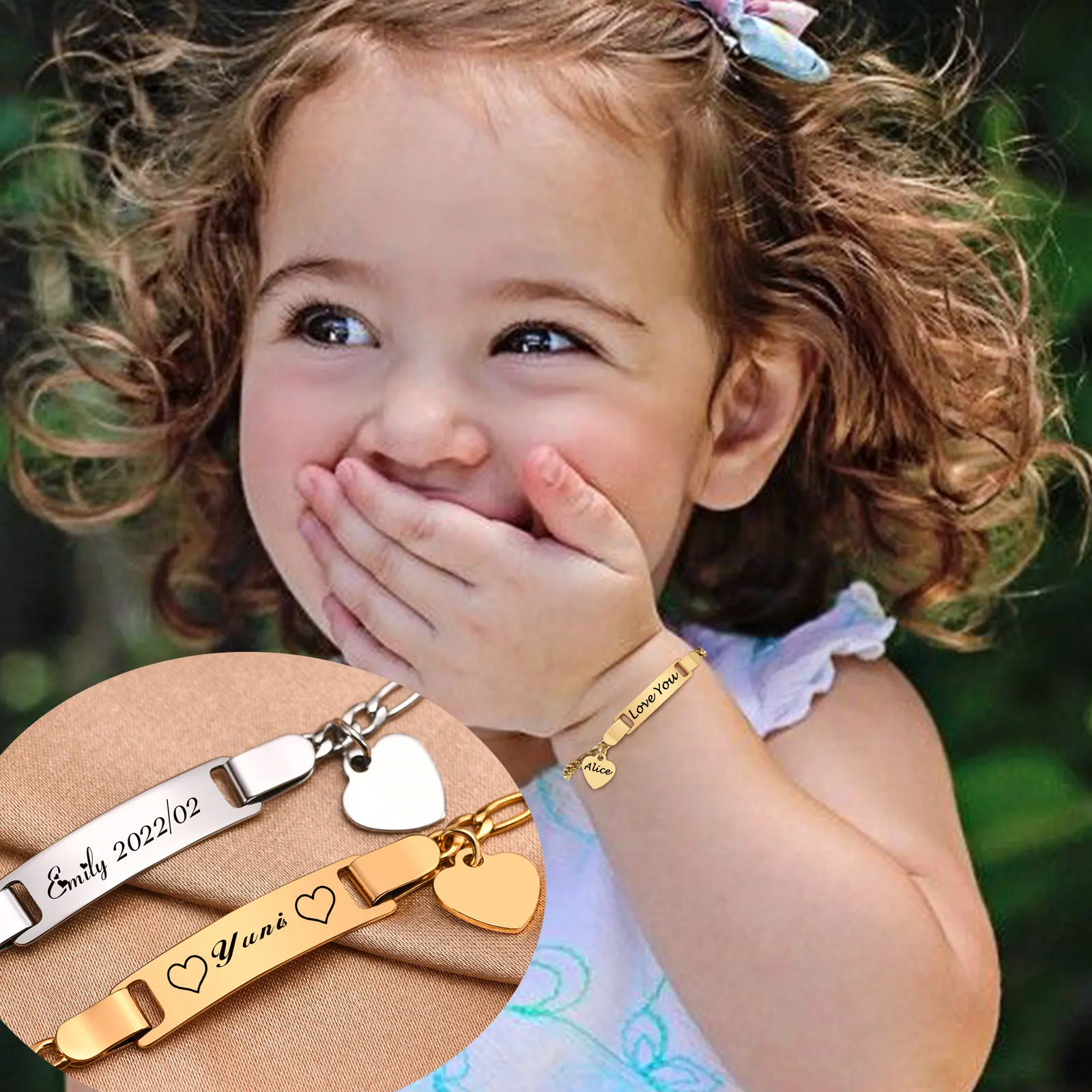 Hot Trendy Custom Personalized Baby Name Bracelet Stainless Steel Heart Hot Trendy Custom Personalized Baby Name Bracelet Stainless Steel Heart