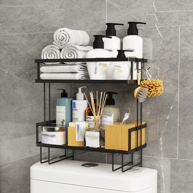 Two-Tier Metal Shelves Over The Toilet Storage Shelf Bathroom