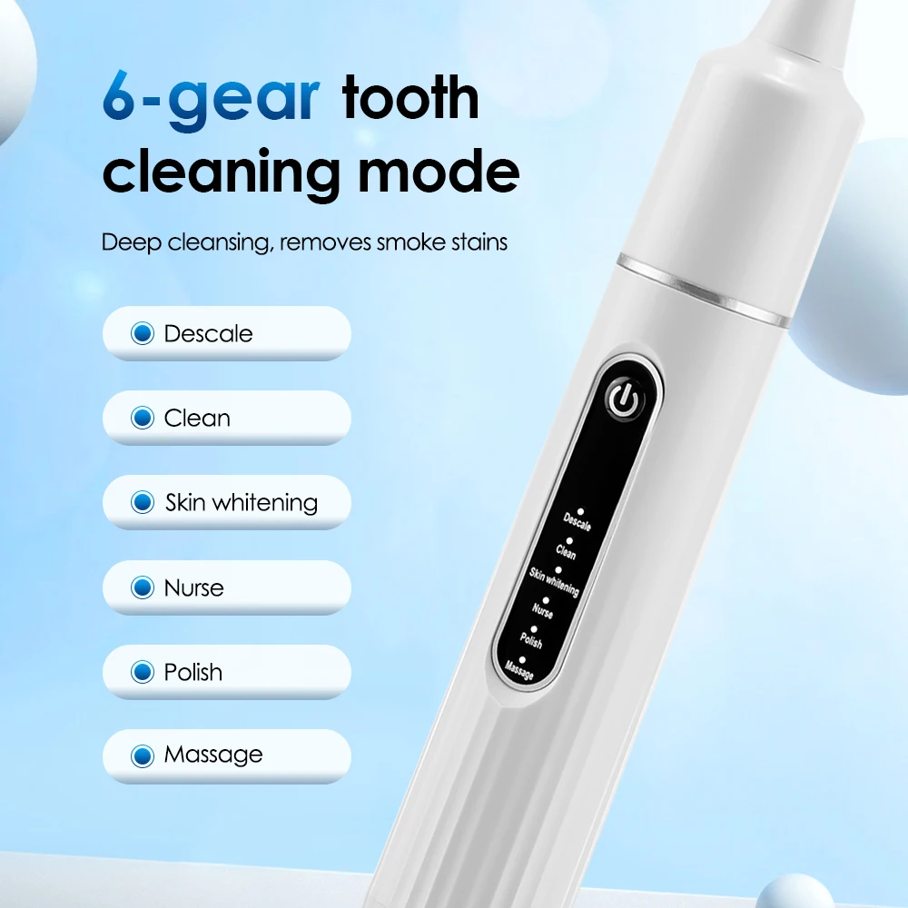 Electric Toothbrush Electric Toothbrush Portable Teeth Cleaner Tartar Remover 6 Gears Vibration Cleaning Whitening Teeth USB Charge for Oral Care