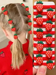 Multi - Color Strawberry Hair Ties Set - Cute Design for Stylish and Festive Looks (10   pcs)