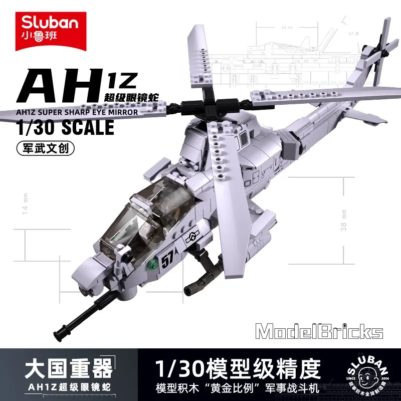 

WW2 Transport Helicopter Building Block Sluban Military Model Bricks KA-52S/UH/M1 Armed Combat Carrier Based Toys for Boys Kids