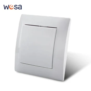 สีขาวคลาสสิกสารหน่วงไฟพลาสติกแผง 1 Gang 1 Way Wall Switch On/Off Rocker Switch 16A AC 250V 86 มม.* 86 มม. 1