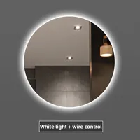 Diameter 50CM Round Smart Bathroom Mirror Washstand Round Mirror Led Light Back Luminous Connection Power Supply High Definition - Image 5