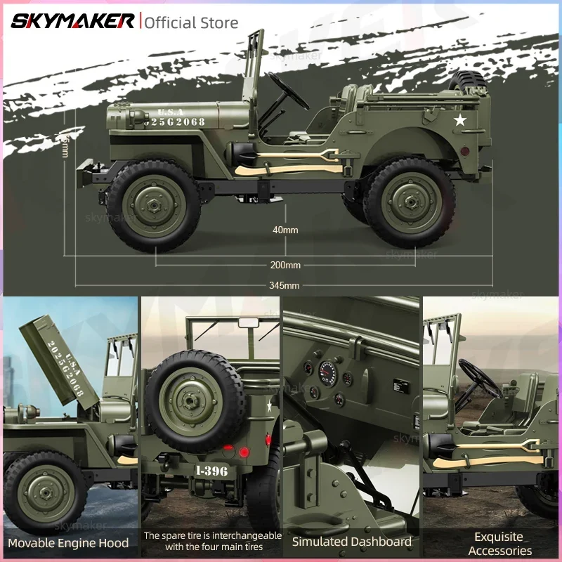 Willys Jeep Rc Car JJRC C8815 1/10 1941 MB Scaler 2.4g 4wd RTR Crawler Climbing Military RC Truck Offroad Vehicle Adult Kids Toy 2