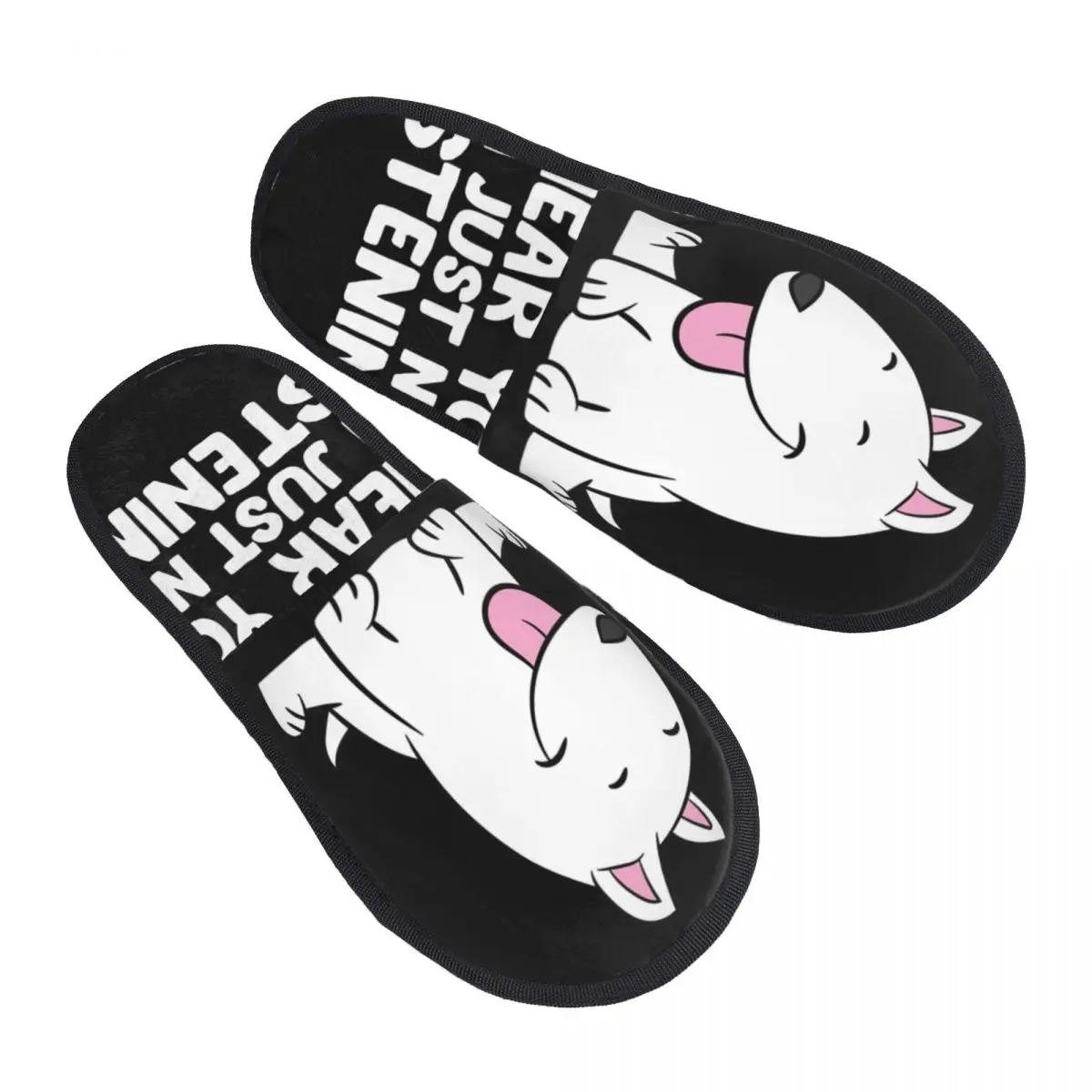 

I Hear You Im Just Not Listening Funny Bull Terrier House Slippers Women Comfy Memory Foam Dog Slip On Bedroom Slipper Shoes