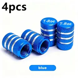 Set of 4 Waterproof Car Tire Valve Stem Caps with Air Dust Covers (T - Roc )