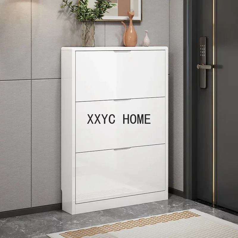

Storage Ultra Thin Narrow Entrance Shoe Rack White Wood Hallway Luxury Large Home Furniture