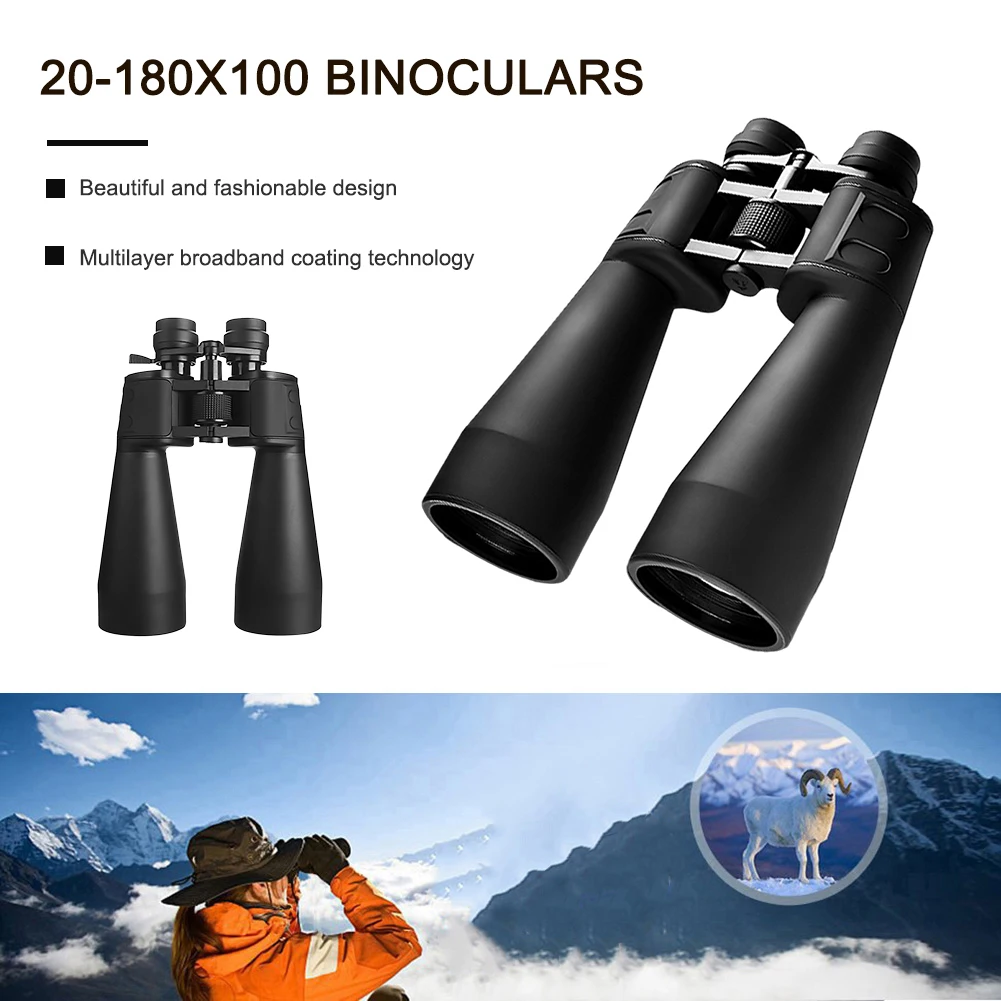20-180x100 고배율 쌍안경 BAK4 렌즈 대구경 쌍안경 (조류 관찰, 사냥, 여행, 야외 하이킹용)