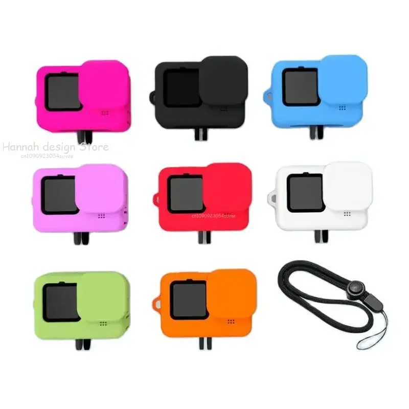 Détail d'une coque silicone pour GoPro Hero 11/10/9/8/7/6/5, avec accès aux boutons et ports.