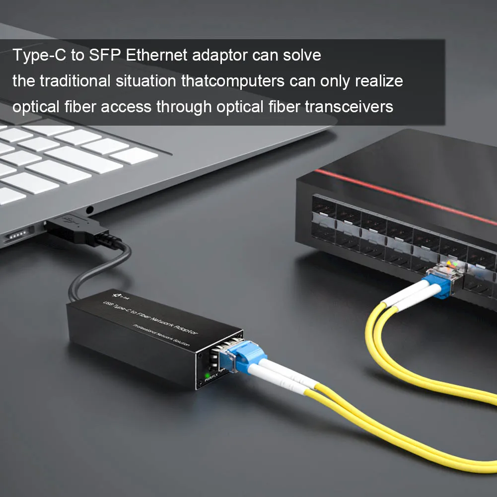 Tipo-c à Placa de Rede 100 1000base-x Usb3.0 da Fibra do Gigabit de Sfp para Abrir o Adaptador de Rede Nic do Adaptador dos Ethernet de Sfp - Imagem 4