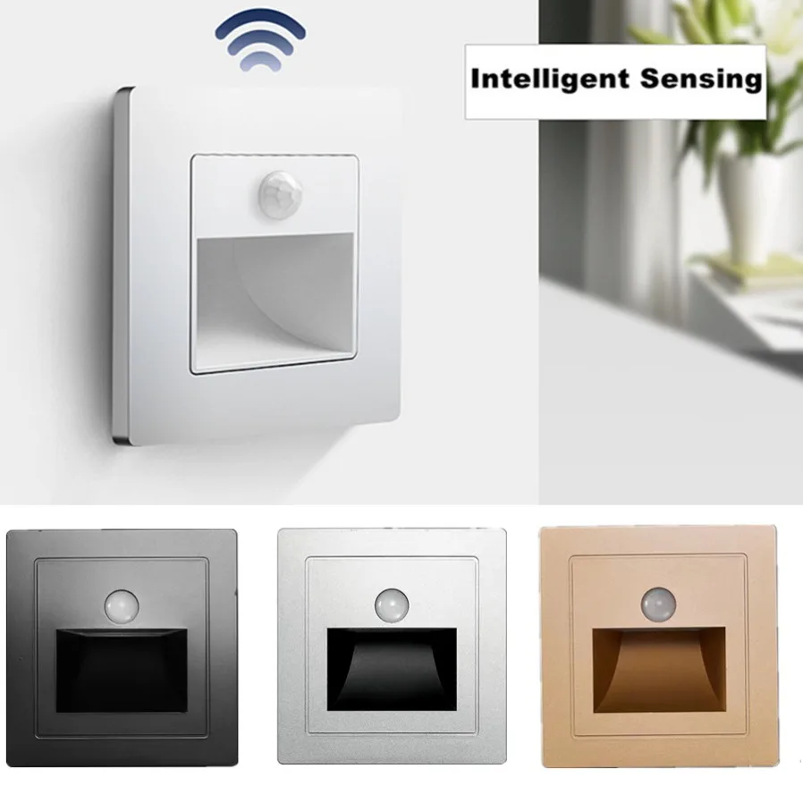 2Pcs Sensore Di Movimento Luce Notturna Indoor Outdoor Scale Step Lampada Da Parete 3W Incasso Led Step Light Scala Camera Da Letto Decorazione Luce