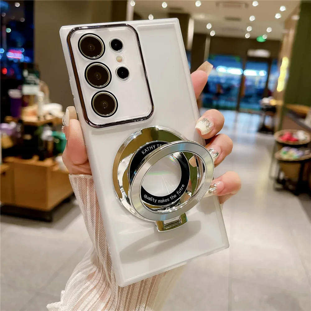 Enhanced Magnetic Clear Silicon Phone Case with Plating Stand Holder