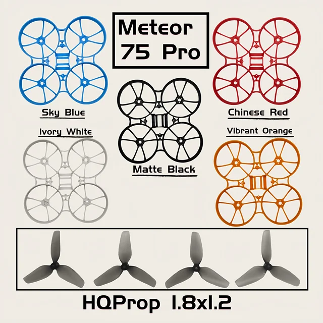 BETAFPV Meteor 75 Pro Frame HQ 1.8×1.2 3-Blade Propeller Set 1.5mm Shaft 45mm Drone Propellers 1S FPV Indoor Freestyle Drone 1