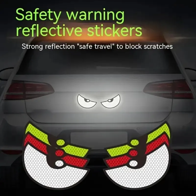 Reflective Stickers 6pcs Motorcycle Bike Car Warning Creative Funny Big Eyes