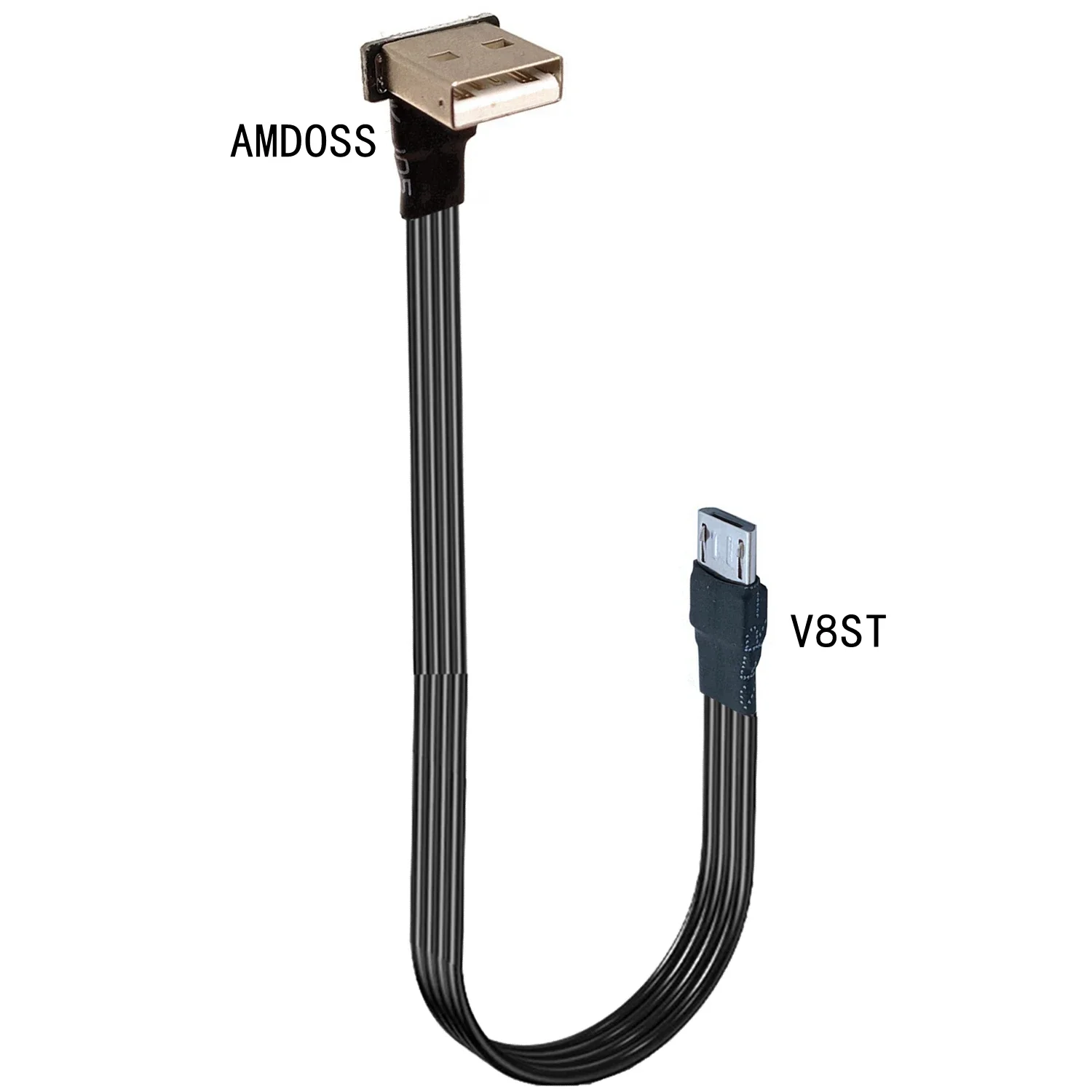 슈퍼 플랫 유연한 각도 90도 USB 마이크로 USB 남성 UltraShort USB 남성 데이터 충전 커넥터 케이블 10CM-50CM
