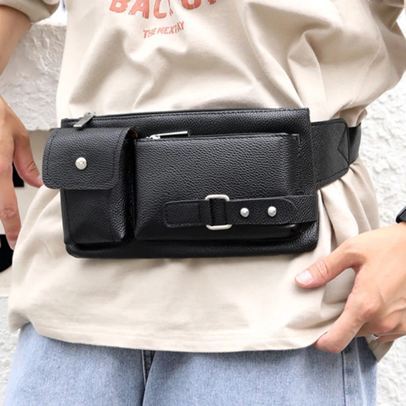 

Brand Men's Waist Bag Leather Male Fanny Pack Male Shoulder Chest Bags for Phone Hip Sack Man Belt Pouch Murse Banana Bum Bag