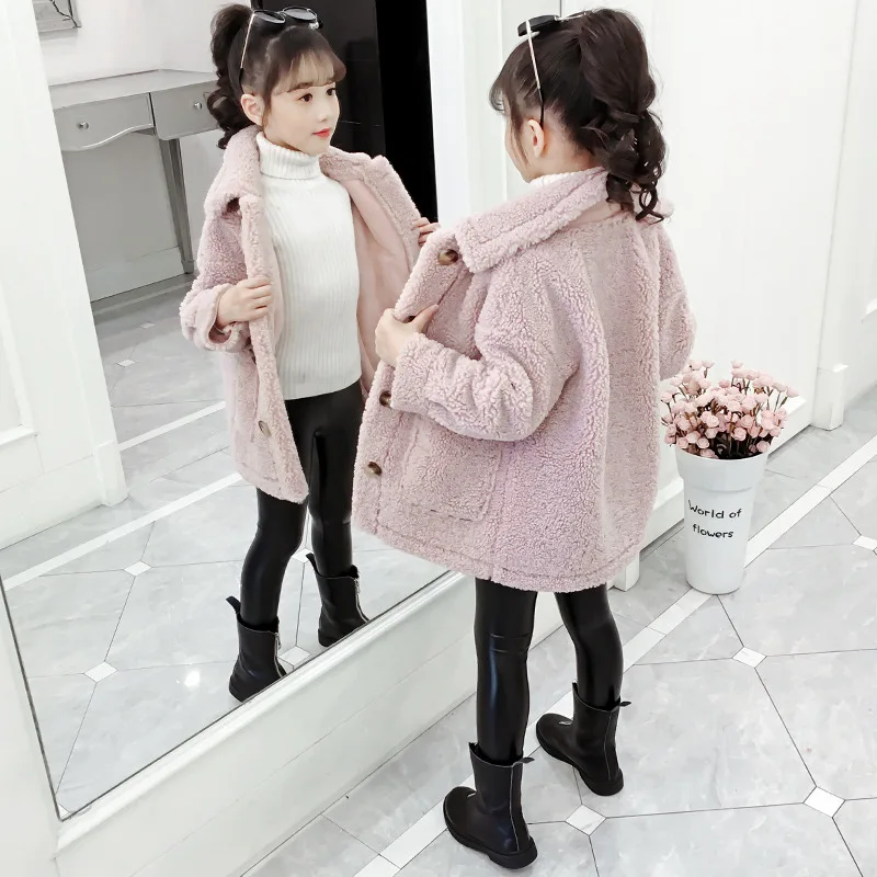 

Autumn Winter Girls Padded Cotton Clothes Thickened Children and Teens Long Sleeves Mid-Length Girl Single-Layer