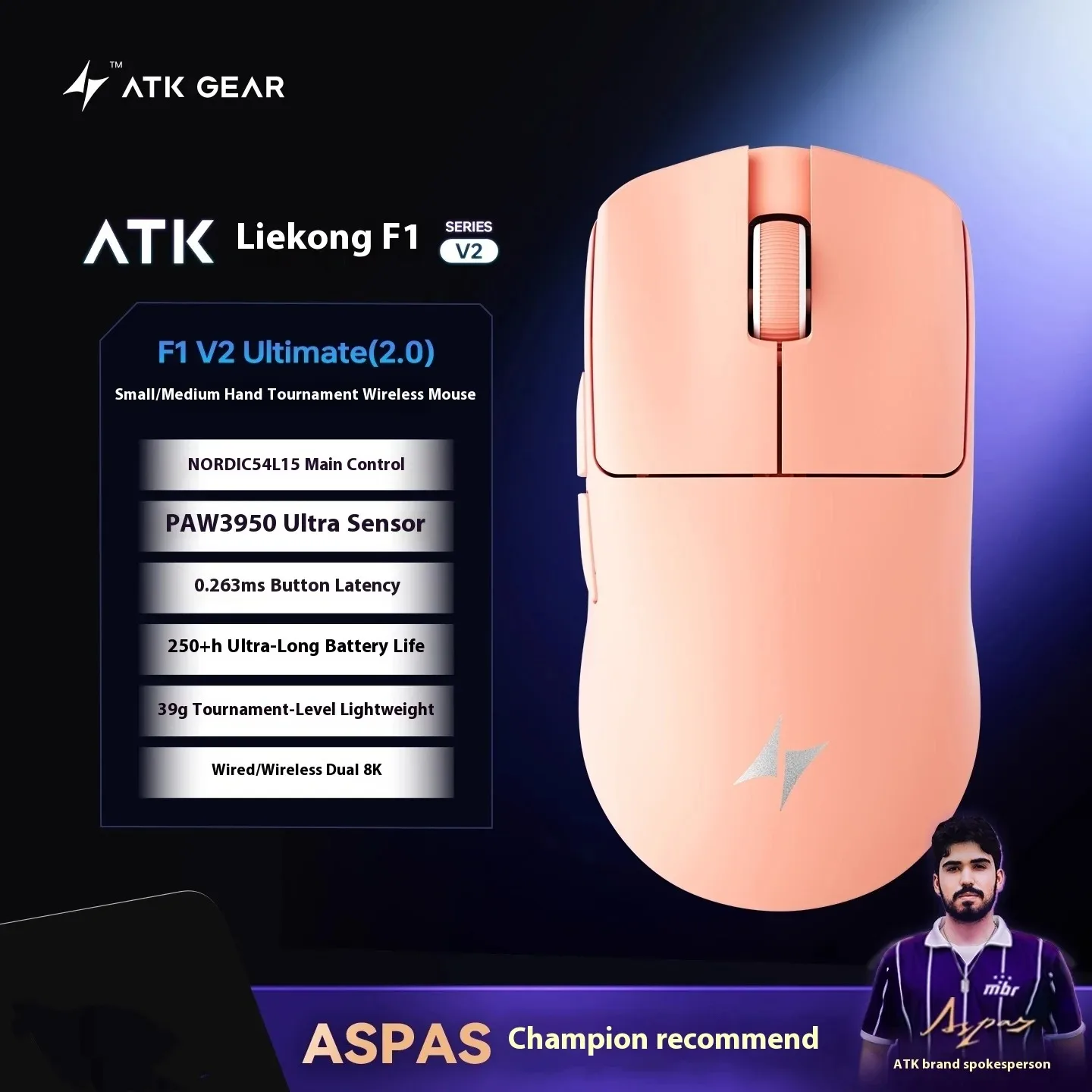 マウス・トラックボール ATK GEAR BLAZINGSKY F1 ULTMATE 2.0 V2 ATK Blazing Sky F1 V2 Series Esports Wireless Mouse – ATK Gaming Gear