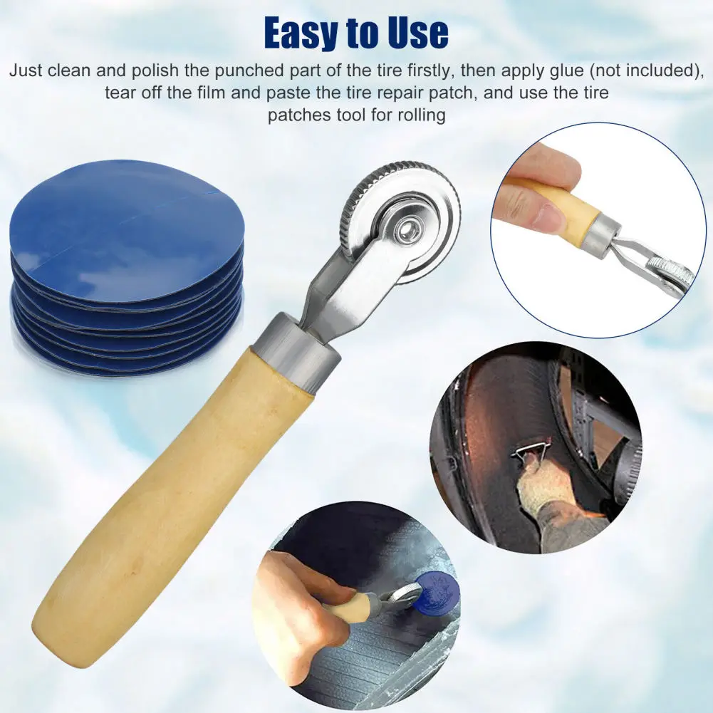 Tire Repair Kit 31Pcs 32mm 42mm 58mm Tire Patch Assortment Set With Tire Compaction Roller Rubber Patches Repair Tools