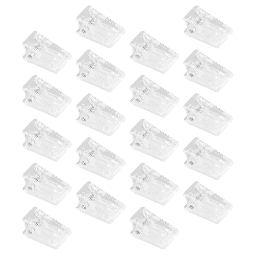 

20 Pcs Transparent Photo Folder Small Spring Clips Badge Holders Id Cards Tapestry Wall for Hanging Clear Adhesive