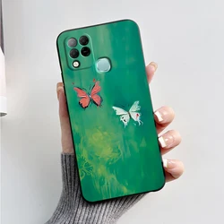 Elegant Marble Design Black Silicone TPU Case Cover - Stylish Soft Protective Bumper for Infinix Hot 11 G37 (K01)