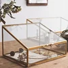 Glass and Brass Jewelry Box, Vintage, Copper-Edged, Transparent Organizer, Storage Case with Lock for Elegant Display 4