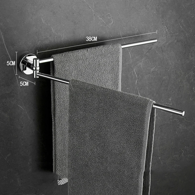 Stainless steel Bathroom Towel Rack Nail Free Toilet Towel Bar Multifunctional Folding Shower Storage Rack Chrome Ring