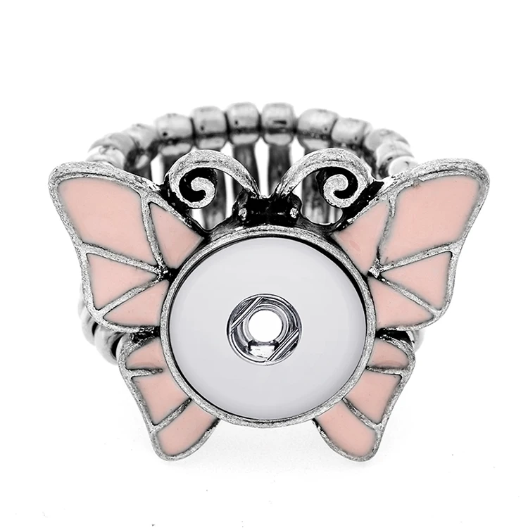 15pcs 12mm Snap Jewelry Rings Elastic Adjustable Vintage Metal Mini Snap Button Ring Women Interchangeable Buttons Jewelry