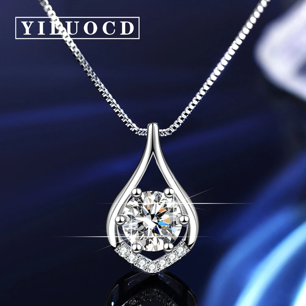 YILUOCD1CTMoissaniteDColorWaterDropNecklace18KGoldPlated