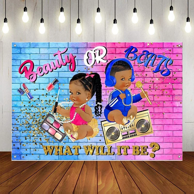 Lui O Lei Gender Reveal Fondale Forniture Per Feste Per Neonato O Ragazza Hip Hop Graffiti Prince Princess Gender Reveal Decorations