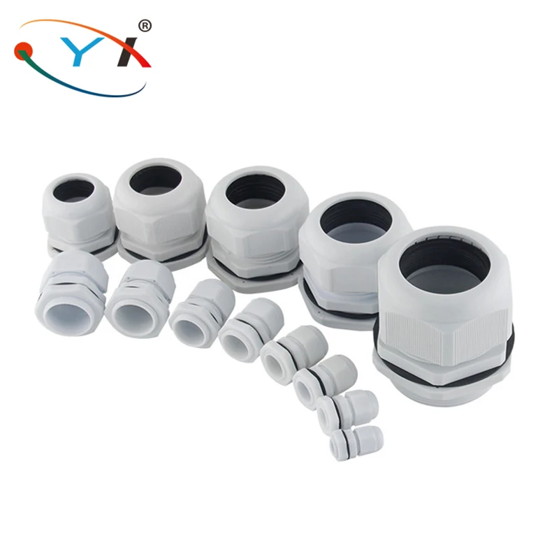 Waterproof Cable Gland Plastic Cable Entry IP68 PG7 For 3-6.5mm PG9 PG11 PG13.5 PG16 PG19/21 White Black Nylon Plastic Connector