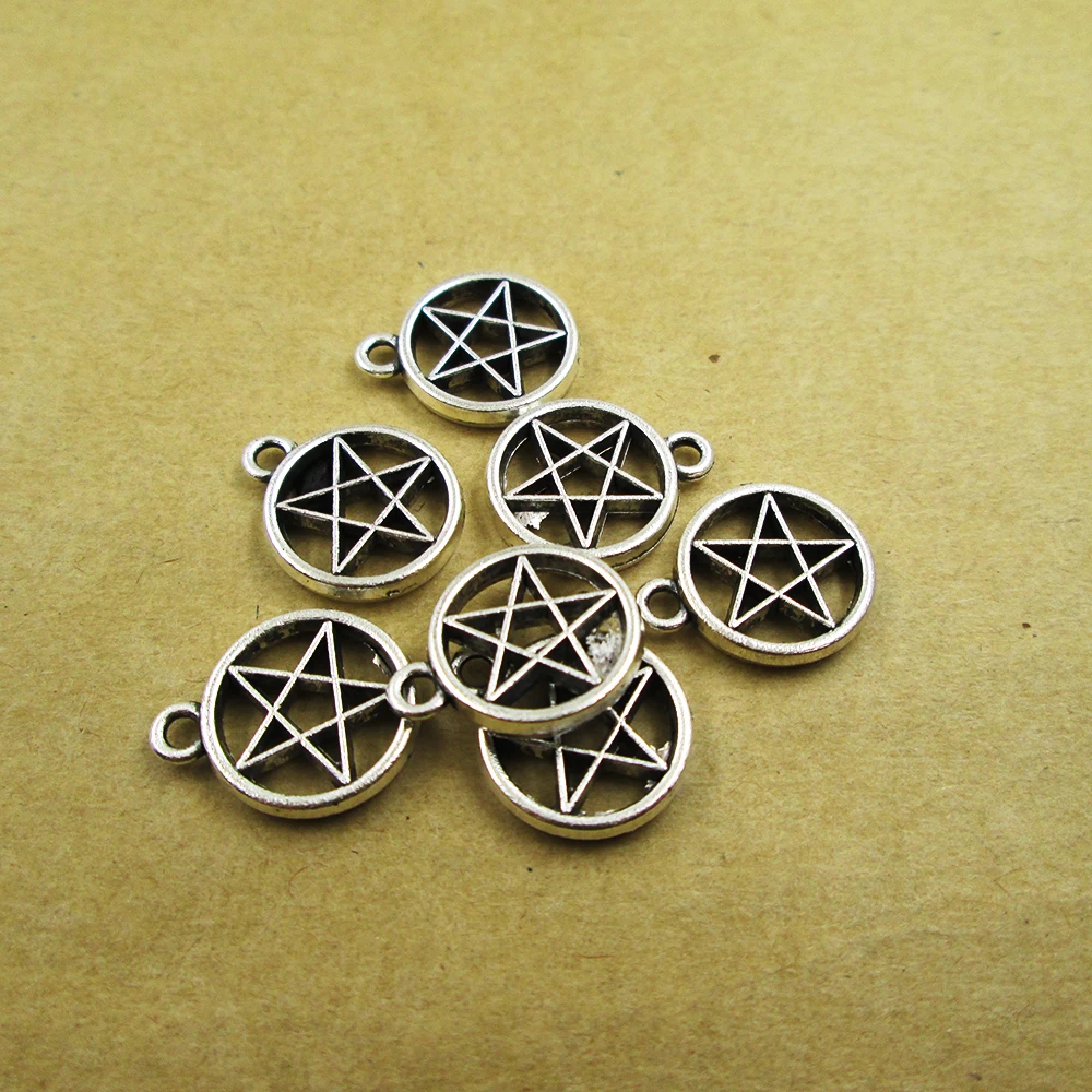 

40pcs-13*16mm small size Pentagram DIY Charms Pendants DIY necklace/ bracelets charms antique silver