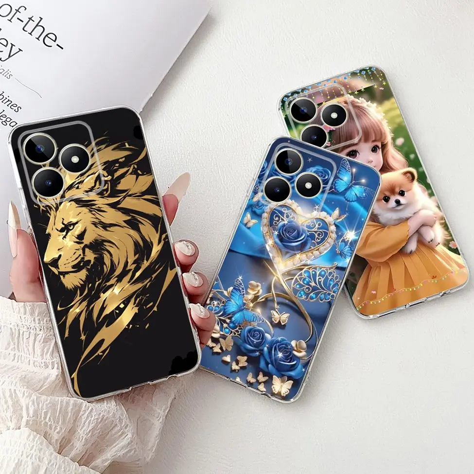 Clear Cute Cat & Butterfly Design Phone Case with Flower Accents - Stylish Protective Back Cover