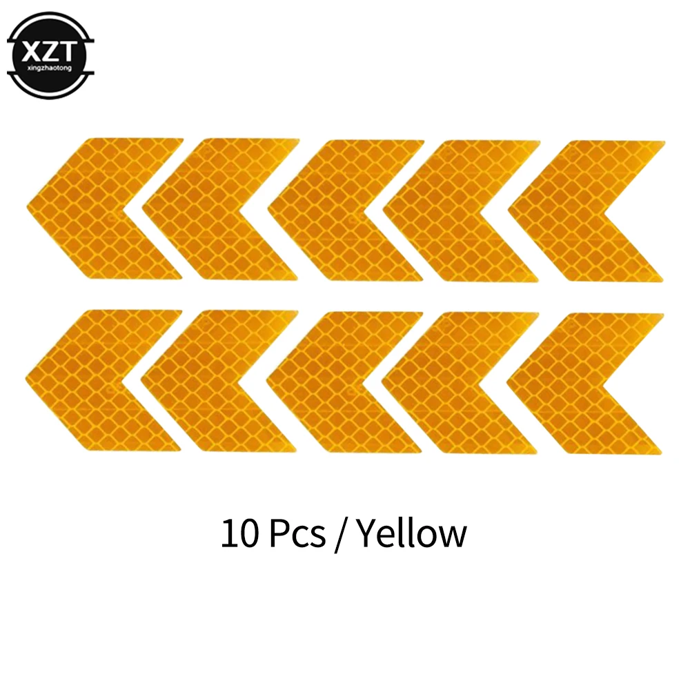 10 Pcs/Set Car Sticker Reflective Arrow Sign Tape Warning Safety Sticker For Bumper Trunk Reflector Hazard Tape reflective car sticker car reflector sticker reflective stickers reflective tape reflective sticker car vinyl sticker car door stickers reflective strip reflective strips