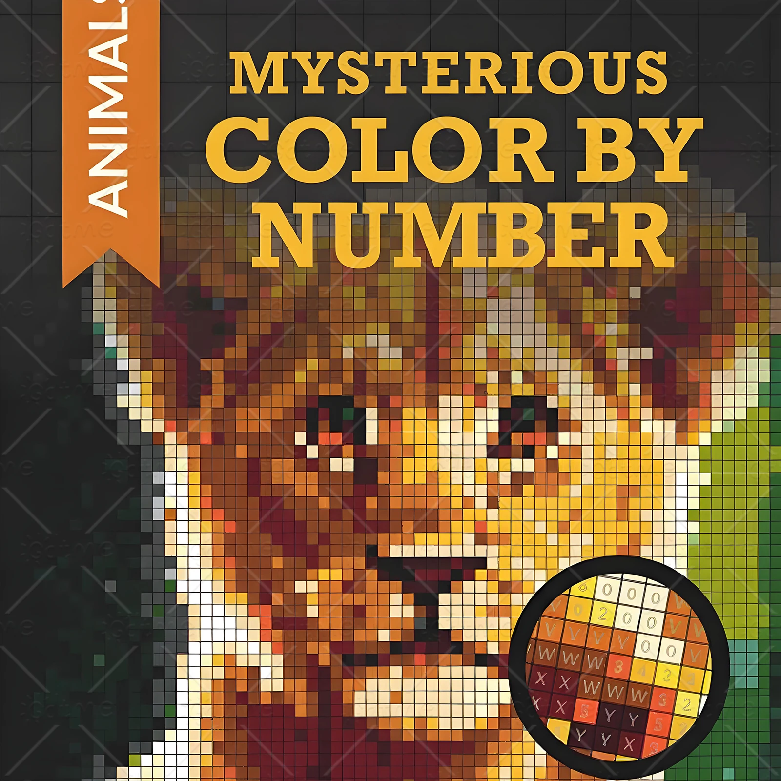 MYSTERY MOSAICS Yetişkinler ve Gençler için Hayvan Boyama Kitabı ﻿ Eğitici Stres Giderici Ciltsiz Karalama Defteri