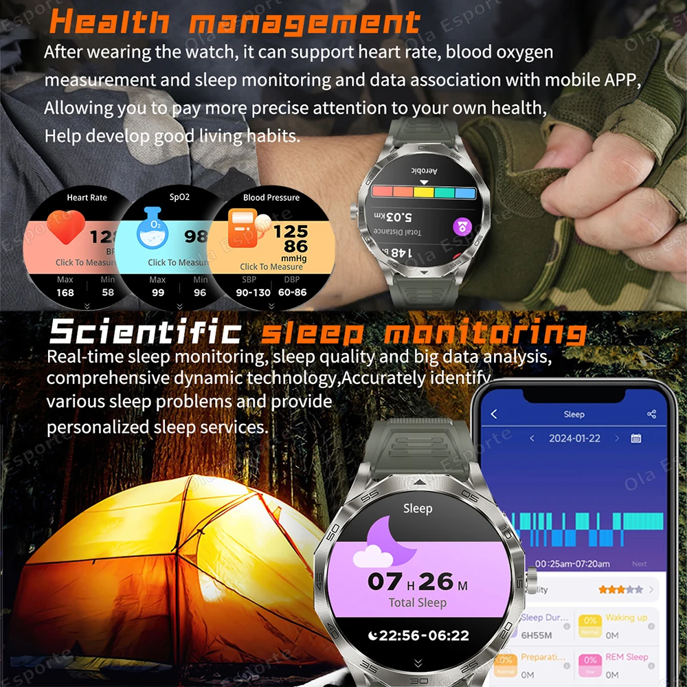 New Outdoor Smart Watch Men 710mAh Large Capacity Battery Bluetooth Call Heart Rate Health Monitor 100+ Sport Fitness Smartwatch