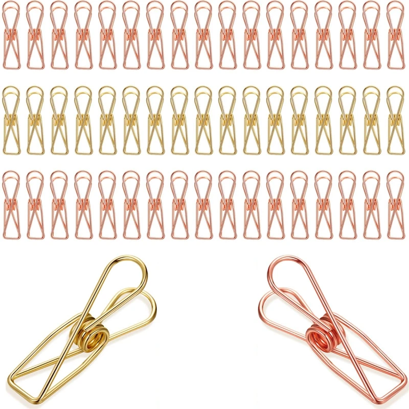 

40pcs Ins Gold Rose Colors Metal Mini Binder Clips Stainless Steel Easy Clips Notes Letter Paper Dovetail Clips Office Supplie