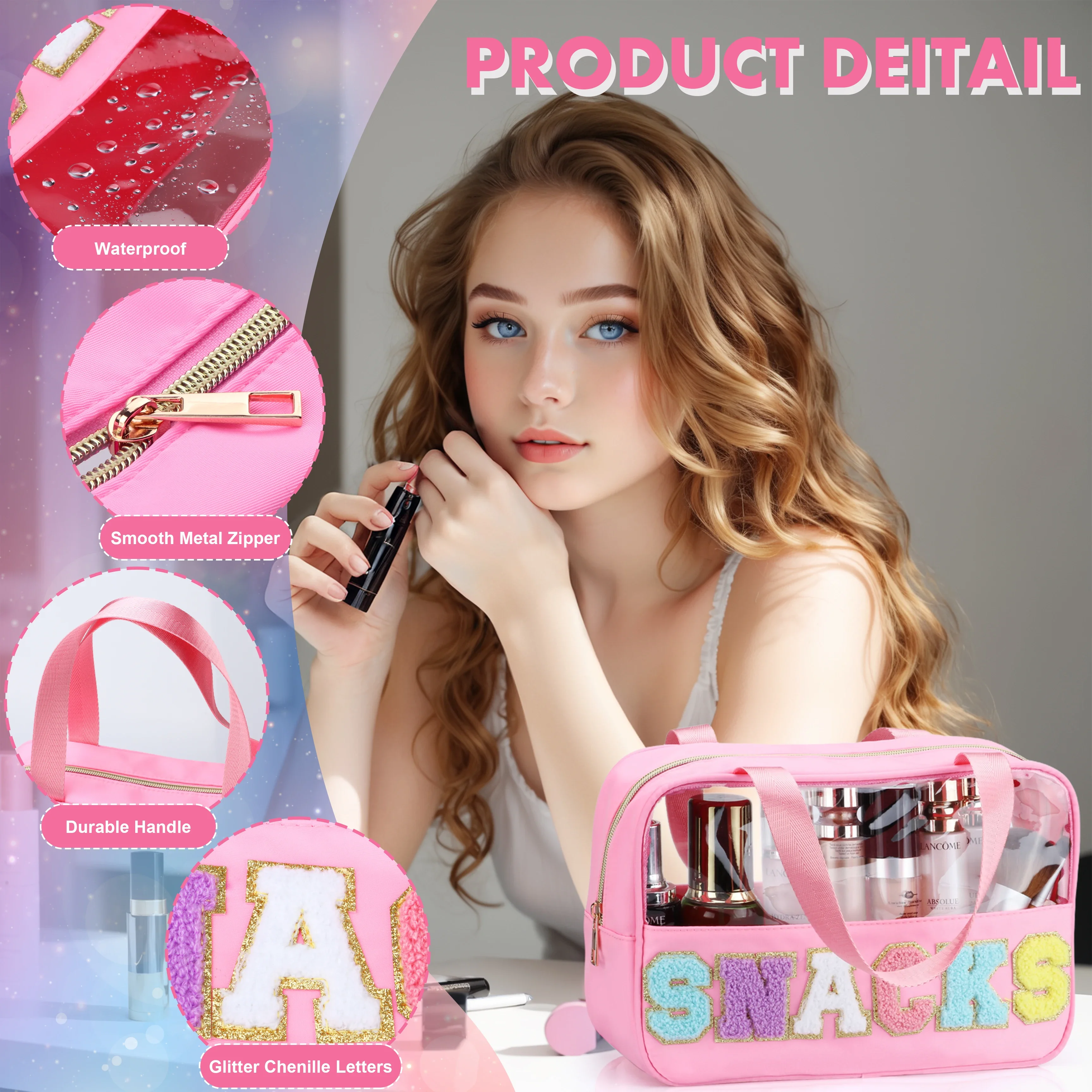New PVC Transparent Makeup Bags Travel Portable Cosmetic Large Capacity Organizer Womens Cosmetic Bag Wash Bag Make up brush Bag 3