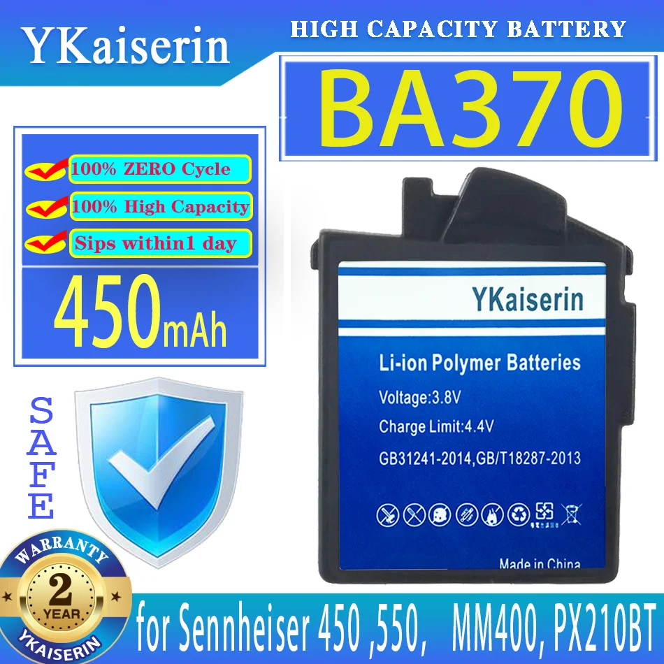 

Сменный аккумулятор ykaisсеребрин 450 мАч BA370 для Sennheiser 450 550 мм 400 PX210BT PX360 360BT PXC310