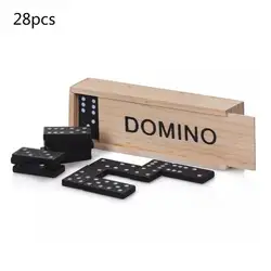 Deluxe Wooden Domino Set with Custom Box - 28 - Piece Classic Table Game (A)