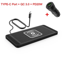 Universal Wireless Car Charger with Non - Slip Silicone Pad (Type - C Set)