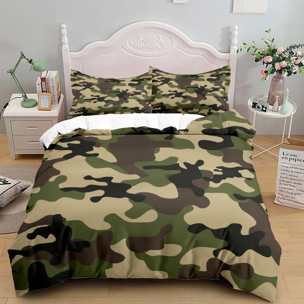 Camouflage Soldier Campus Duvet Cover Set EU Single Double King US Twin Full Queen Cal Children Bed Linen Set 2