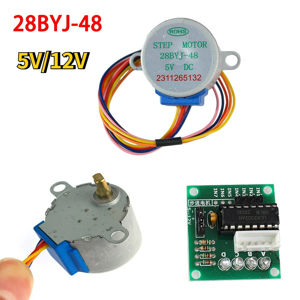 28BYJ-48 스테퍼 모터 키트 5V/12V 4상 5선 스테퍼 모터(ULN2003 드라이버 보드 테스트 모듈 포함) 아두이노 DIY 프로젝트용